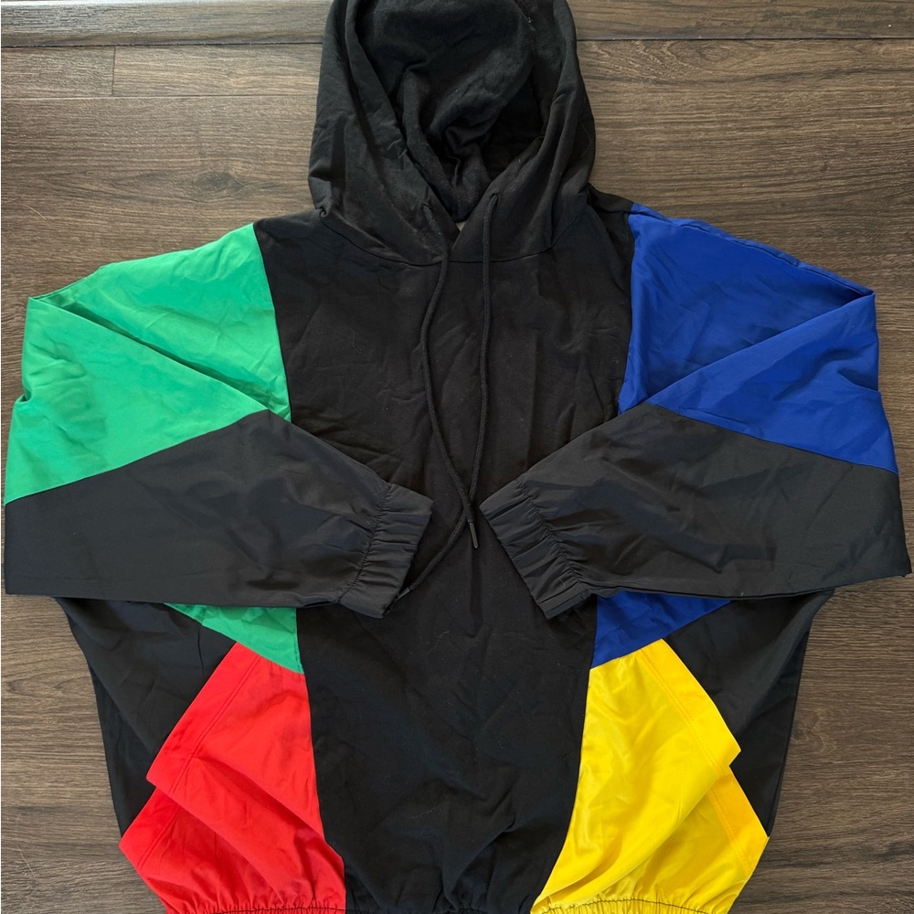 NWOT Beach Riot Colorblock Windbreaker Pullover Retro Hooded Jacket XS